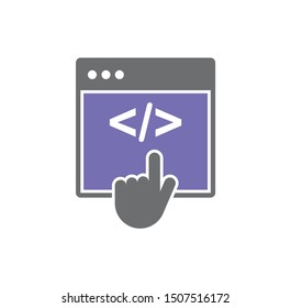 Web developing related on background for graphic and web design. Simple illustration. Internet concept symbol for website button or mobile app.