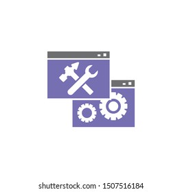 Web developing related on background for graphic and web design. Simple illustration. Internet concept symbol for website button or mobile app.