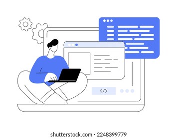 Web development abstract concept vector illustration. Website architecture, web development company, application coding, UI and UX design, mobile app deployment, programming abstract metaphor.