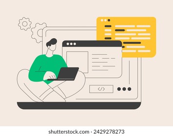 Web development abstract concept vector illustration. Website architecture, web development company, application coding, UI and UX design, mobile app deployment, programming abstract metaphor.