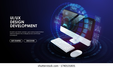 Web development, application design, coding and programming. Technology of create software, code of mobile applications. Creative template for web and print.