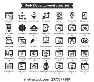 Web Development black icon set, Vector Icon Set