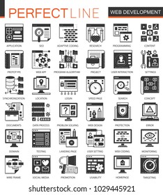 Web development black mini concept icons and infographic symbols set