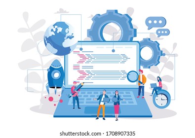 WEB DEVELOPMENT , coding, Vector illustration for web banner, infographics, mobile. 