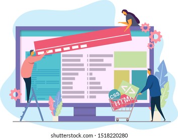Web development composition. Software development process, backend app developer concept. Flat vector isolated illustration