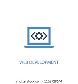 web development concept 2 colored icon. Simple blue element illustration. web development concept symbol design from Digital economy set. Can be used for web and mobile UI/UX