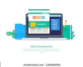 Web Development Concept. 3d Isometric Vector Illustration.