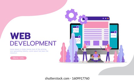 Web Development concept. Business People character vector design. For landing page, web, poster, banner, flyer and greeting card.