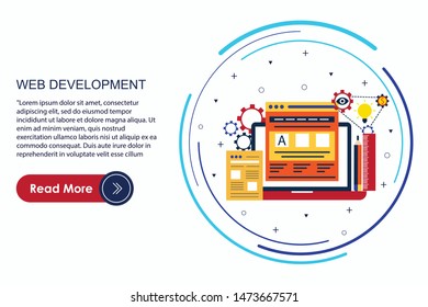 
Web Development concept with digital devices on white background