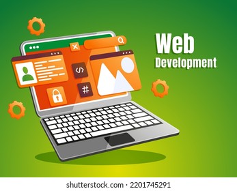 Web development concept with laptop symbol