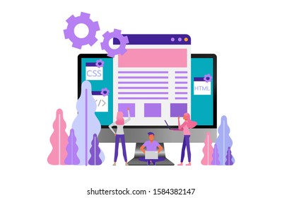 Web Development concept. People character vector design.