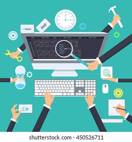 Web Development Concept Thin Line Design