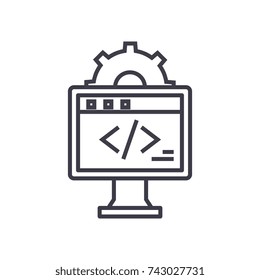 web development concept vector thin line icon, symbol, sign, illustration on isolated background
