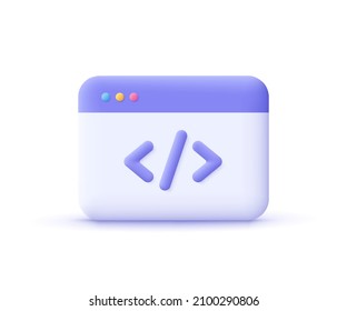 Web Development concept. Website coding, Web page. 3d vector icon. Cartoon minimal style. - Shutterstock ID 2100290806