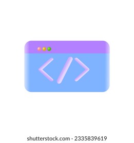 Web Development concept. Website coding, Web page. 3d vector icon. Cartoon minimal style.