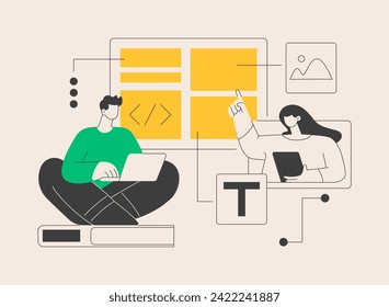 Web development courses abstract concept vector illustration. Web programming for beginners, top online coding courses, build websites with responsive design and rich applications abstract metaphor.