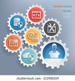 Web development and database server design infographic design,clean vector