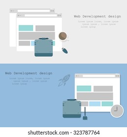 Web Development design brochure two variants  background stylish