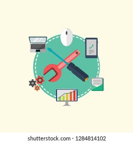 Web Development Designs Flat Icon Vector Graphic Download Template