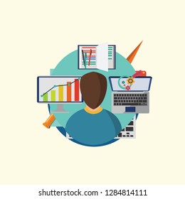 Web Development Designs Flat Icon Vector Graphic Download Template