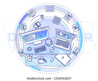 Web development - detailed illustration for an advertising poster.