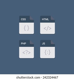 Web development file format flat icon set