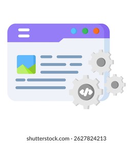 Flatcolor-Symbol für Webentwicklung. Einfaches Vektorsymbol-Design im flachen Farbstil. Bearbeitbares Vektorformat
