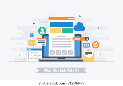 Web development. Flat design modern vector illustration concept.