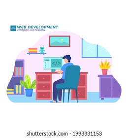 Web Development Flat Illustration developer program develop application
