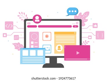 Web Development Flat Illustrations for Websites, Programming, Mobile Applications, Marketing Materials, Business Presentations, and Online Advertising