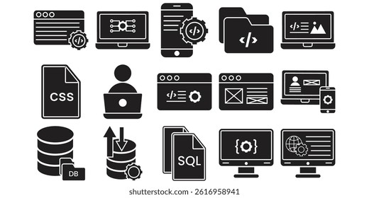 Web Development Glyph Icon Collection