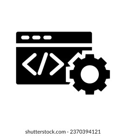 Web-Entwicklungs-Glyphe Symbol-Vektorgrafik. Einfache Vektorgrafik von Elementen, geeignet für Anwendungen, Websites und Präsentationen einzeln auf weißem Hintergrund
