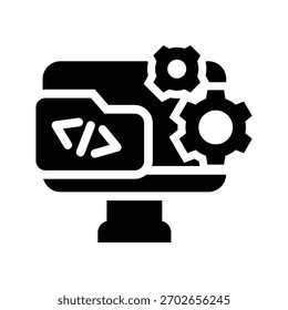 ícone de glifo de desenvolvimento da web ilustração gráfico vetorial. Elemento simples ilustração vetor gráfico, adequado para aplicativo, sites e apresentações isolados no fundo branco