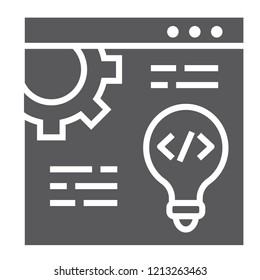 Web development glyph icon, website and programming, browser sign, vector graphics, a solid pattern on a white background, eps 10.