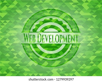 Web Development green emblem with mosaic background