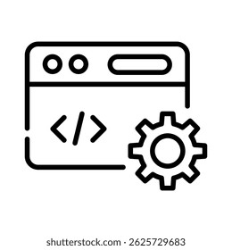 Web Development Icon – Coding and Settings Outline Symbol