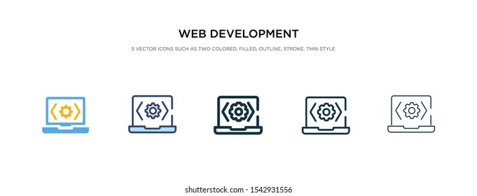 web development icon in different style vector illustration. two colored and black web development vector icons designed in filled, outline, line and stroke style can be used for web, mobile, ui