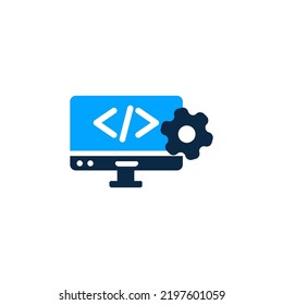 Web development icon flat style, colorful, isolated vector art.