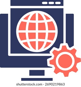 Ilustración vectorial de color de glifo de icono de desarrollo de Web