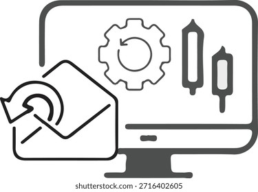 Diseño de contorno de línea de icono de desarrollo de Web