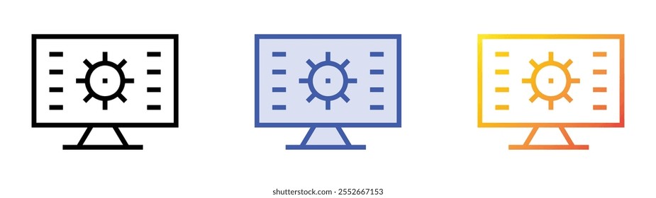 web development icon. Linear, Blue Fill and Gradient Style Design Isolated On White Background