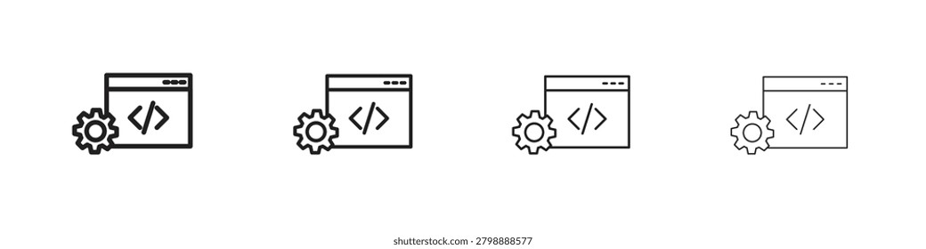 Web development icon, linear icon with editable stroke
