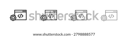 Web development icon, linear icon with editable stroke