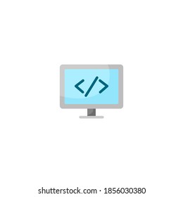 Web development icon. Seo and marketing icon. Search engine opitimization icon. Simple, flat, color.