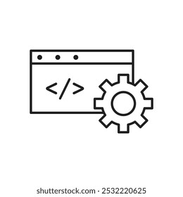 Ícone de desenvolvimento na Web. ícone de linha fina simples.