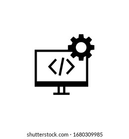 Web development icon vector in black solid flat design icon isolated on white background
