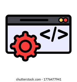 Web development icon vector illustration in filled line style for any projects, use for website mobile app presentation