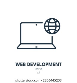 Web Development Icon. Website, Programming, Coding. Editable Stroke. Simple Vector Icon