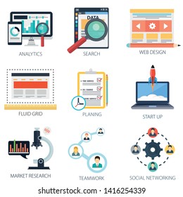 Web Development Icons, Analytics, Web Design Search, Web Icons, Design Elements, Marketing Research Icons, Social Media Icons