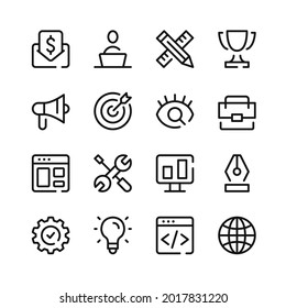 Web development icons. Vector line icons. Simple outline symbols set